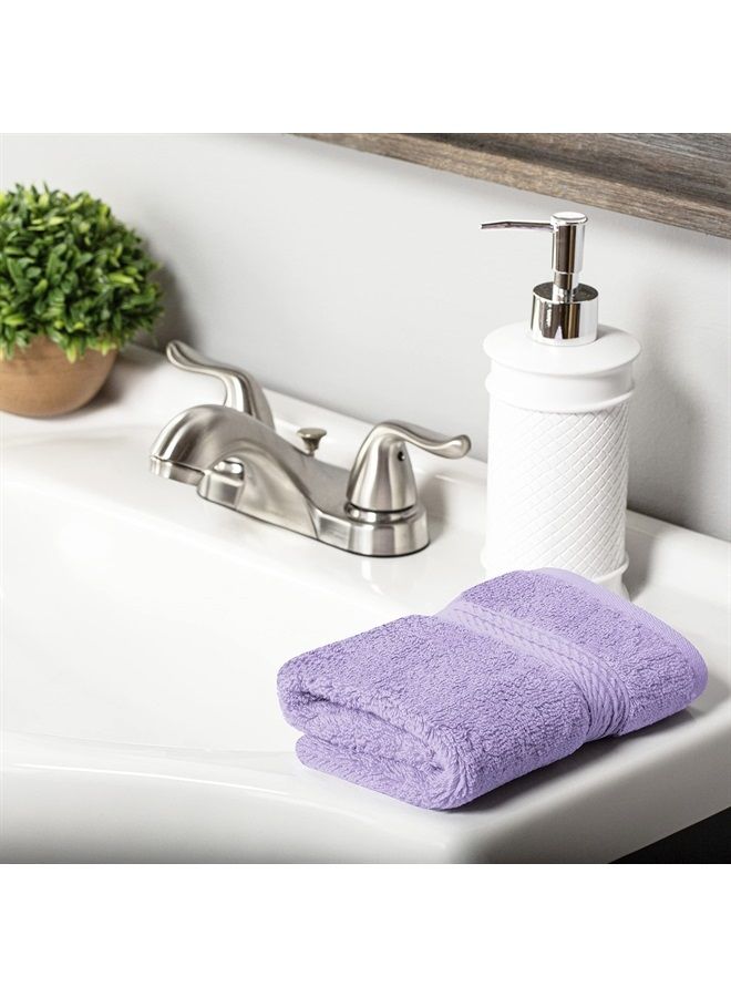 Superior Solid Egyptian Cotton Face Towel Set, 13" x 13", Purple, 6-Pieces - Image 4