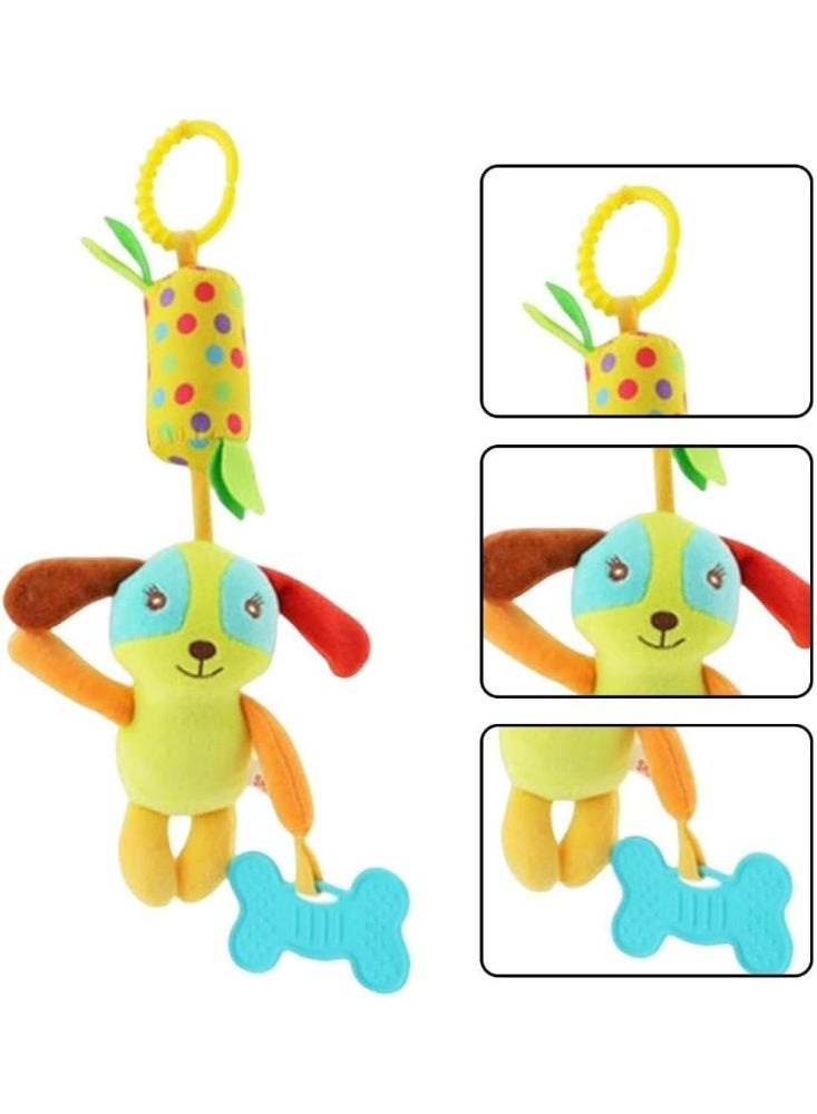 Soft Plush Hanging Rattle Toy for Sensory Development - Stroller, Crib, and Car Seat Activity ( Shapes of an owl, a lion, an elephant, a cat, and a dog ) - Image 4