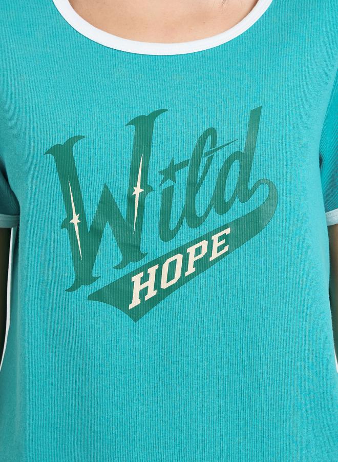 Styli Green Slogan Print T-Shirt and Pyjama Set - Image 4