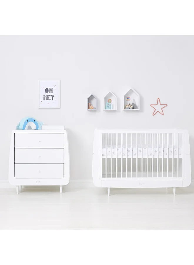 Snuz Pack of 2 Cotbed Sheets For Infant Baby Toddler, Kids Soft Cotton Light And Breathable To Help Control Little Ones Body Temperature, Pattern - Stars, Fitted Sheet Size 70X140Cm
