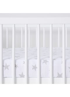 Snuz Pack of 2 Cotbed Sheets For Infant Baby Toddler, Kids Soft Cotton Light And Breathable To Help Control Little Ones Body Temperature, Pattern - Stars, Fitted Sheet Size 70X140Cm  - Image 3