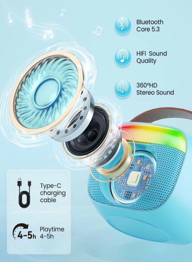 inston Mini Karaoke Machine for Kids, Toy for Girls Portable Bluetooth Speaker with 2 Wireless Microphones, Fashion Toy Gifts for Christmas Birthday, for 3 4 5 6 7 8+ Year Old  - Image 2