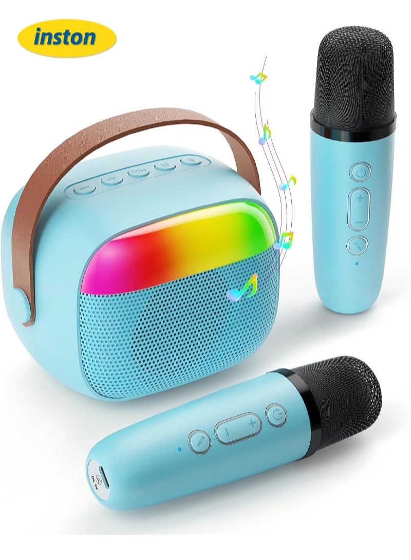 inston Mini Karaoke Machine for Kids, Toy for Girls Portable Bluetooth Speaker with 2 Wireless Microphones, Fashion Toy Gifts for Christmas Birthday, for 3 4 5 6 7 8+ Year Old  - Image 1