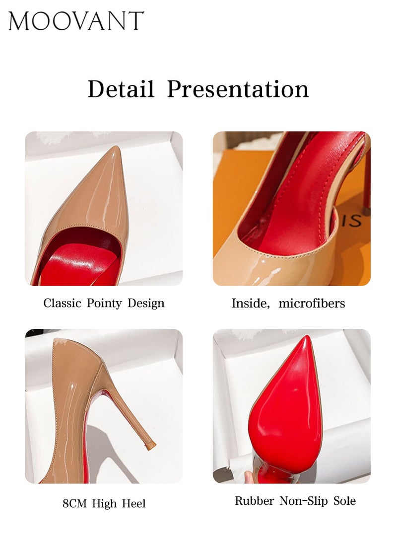 Moovant Women's 3.15 Inch High Heels Pumps, Pointy Toe Party Prom Wedding Dress Pump Shoes, Slip on Stiletto Pumps - Image 4