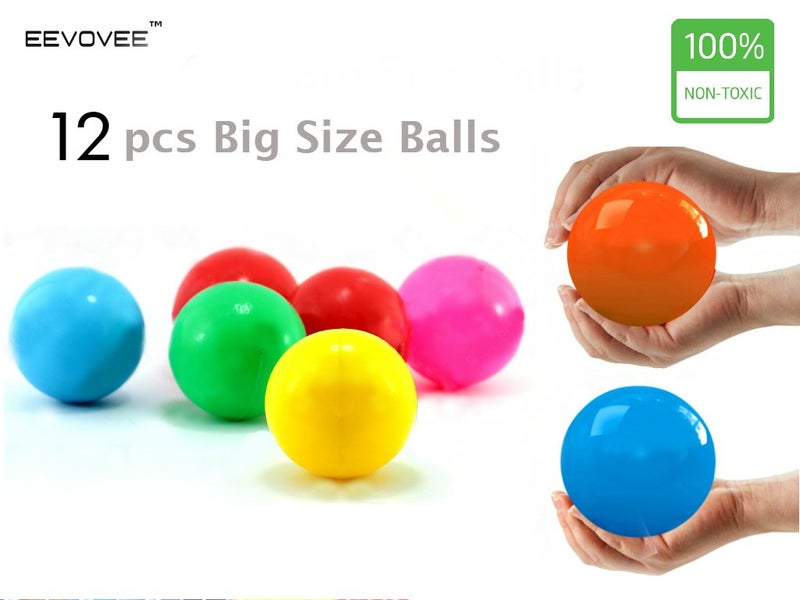 EEVOVEE Big Size Plastic Color Balls (Set Of 12 Balls) - Multicolor - Image 1