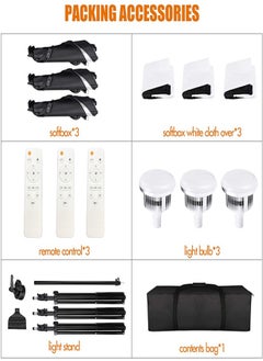 PADOM Padom Softbox Photography Lighting Kit Studio Equipment, 2800-5700K 150W Bi-color Temperature Bulb with Remote, Light Stand, Boom Arm softbox for Portrait Product Shooting  - Image 2