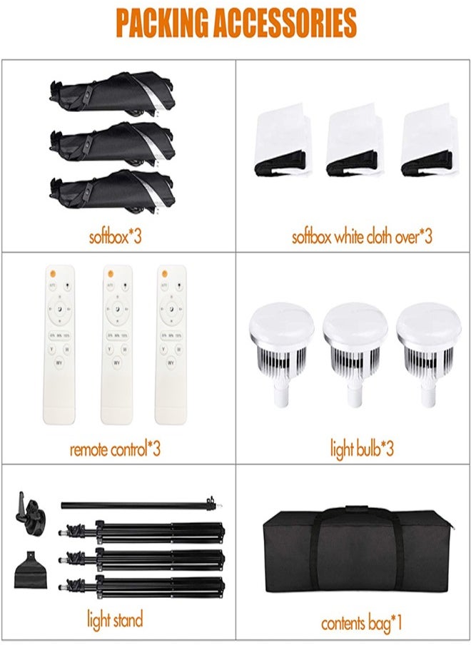PADOM مجموعة إضاءة التصوير الفوتوغرافي Padom Softbox معدات الاستوديو، 2800-5700K 150W لمبة درجة حرارة ثنائية اللون مع جهاز تحكم عن بعد، حامل إضاءة، صندوق ناعم بذراع ذراع لتصوير المنتجات الشخصية  - Image 2