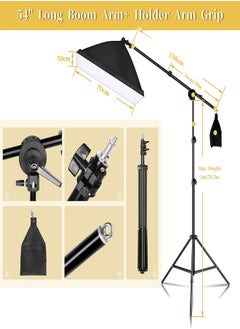PADOM Padom Softbox Photography Lighting Kit Studio Equipment, 2800-5700K 150W Bi-color Temperature Bulb with Remote, Light Stand, Boom Arm softbox for Portrait Product Shooting  - Image 4