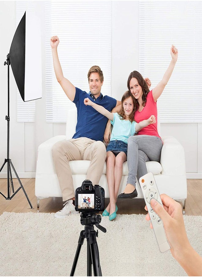 PADOM مجموعة إضاءة التصوير الفوتوغرافي Padom Softbox معدات الاستوديو، 2800-5700K 150W لمبة درجة حرارة ثنائية اللون مع جهاز تحكم عن بعد، حامل إضاءة، صندوق ناعم بذراع ذراع لتصوير المنتجات الشخصية  - Image 3
