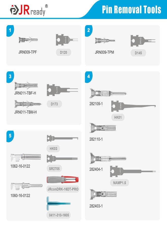 JRready Pin Connectors Kit Deutch 16# Micro-fit Mini-fit Jr Superseal 1.5 Wire Crimp Contact with Pin Removal Tool Electrical Automotive Male and Female Contacts ST6530 441Pcs - Image 4