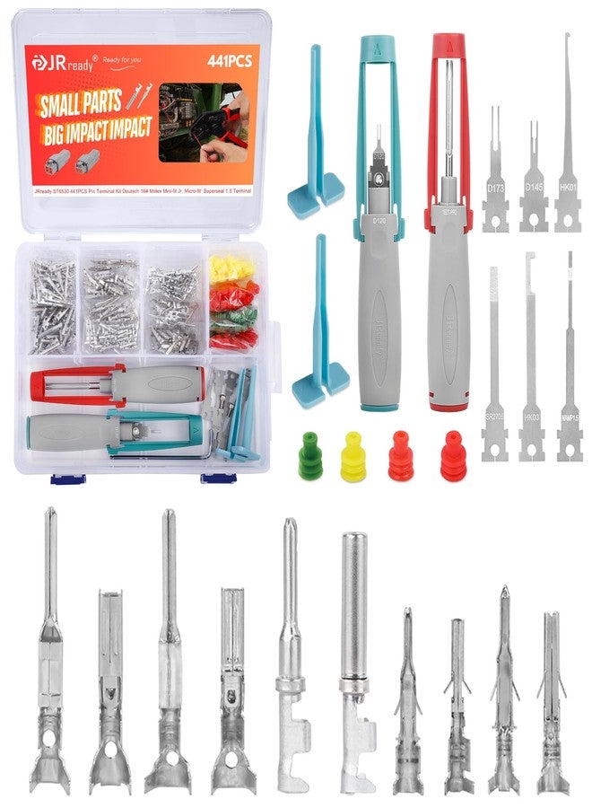 JRready Pin Connectors Kit Deutch 16# Micro-fit Mini-fit Jr Superseal 1.5 Wire Crimp Contact with Pin Removal Tool Electrical Automotive Male and Female Contacts ST6530 441Pcs - Image 1
