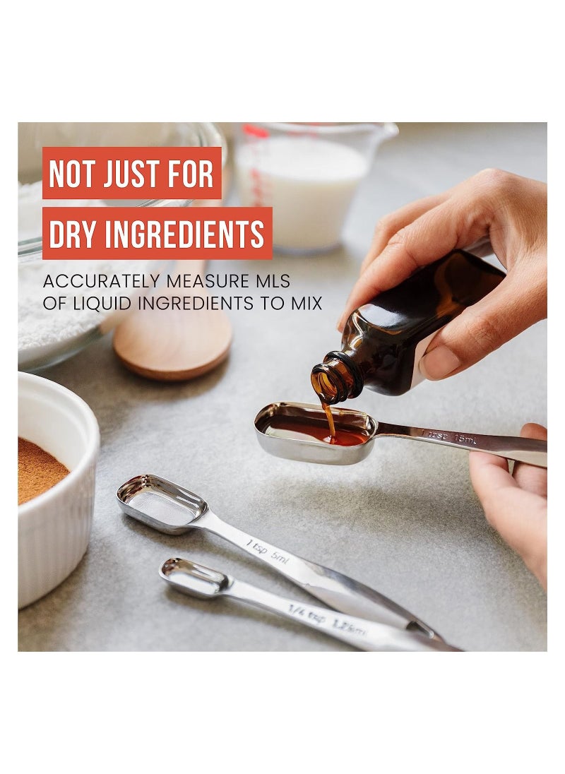 XiuWoo - Measuring Spoons Set, Cooking Baking Tablespoon, Stainless Steel Long Handle Stackable for Dry and Liquid Ingredient, Fits in Spice Jar, 11 Pcs - Image 1