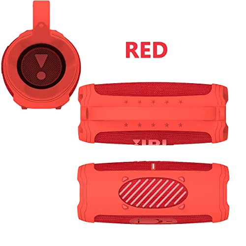 JCHPINE Silicone Cover Case for JBL Charge 5 Portable Bluetooth Speaker, Protective Skin Holder for JBL Charge 5 Speaker Accessories (Red Case, NOT Fit Wi-Fi Version) - Image 4