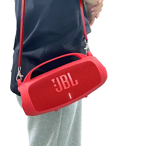 JCHPINE Silicone Cover Case for JBL Charge 5 Portable Bluetooth Speaker, Protective Skin Holder for JBL Charge 5 Speaker Accessories (Red Case, NOT Fit Wi-Fi Version) - Image 3