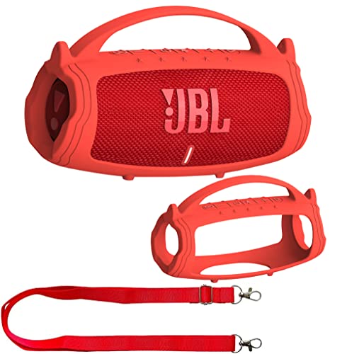 JCHPINE Silicone Cover Case for JBL Charge 5 Portable Bluetooth Speaker, Protective Skin Holder for JBL Charge 5 Speaker Accessories (Red Case, NOT Fit Wi-Fi Version) - Image 1