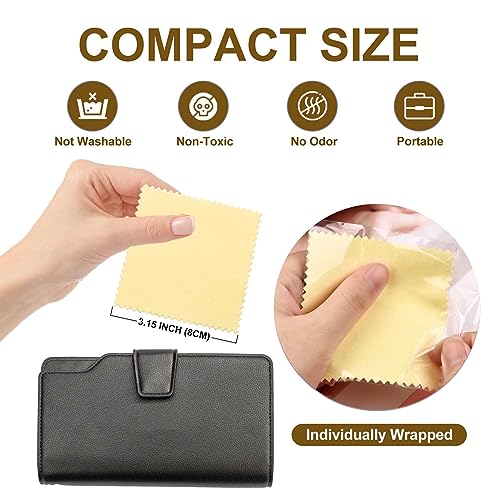 SEVENWELL 50pcs Jewelry Cleaning Cloth Yellow Polishing Cloth for Sterling Silver Gold Platinum Small Silver Polish 8x8cm - Image 2