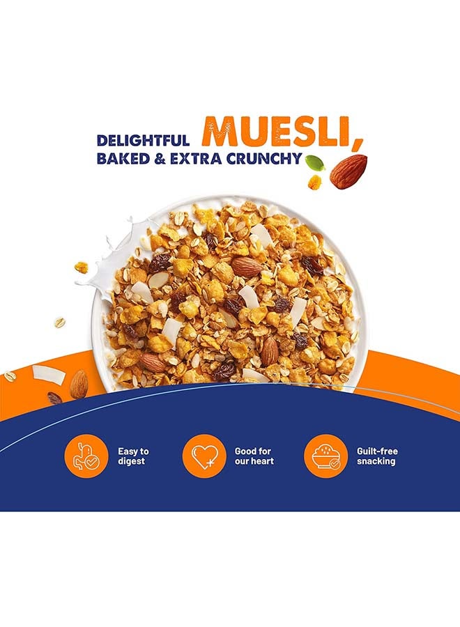 Fit & Flex Healthy Muesli Breakfast| Baked & Crunchy | Nuts About Nuts | Low Added Sugar, Zero Cholesterol and Fibre Rich | High In Protein Snacks| Ready to Eat Healthy Oat Rich Cereal - Image 5