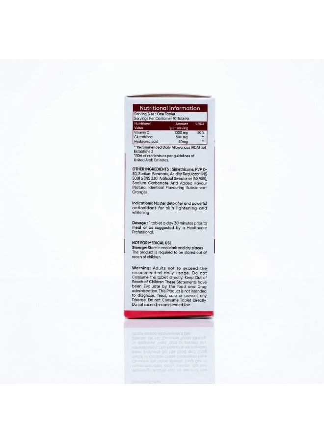 Multivita Wellness Glow Delight Effervescent Tablets | Glutathione 500mg + Vitamin C 1000mg + Hyaluronic Acid | Skin Brightening, Hydration & Anti-Aging Supplement | Orange Flavor | Multivita Wellness - Image 3