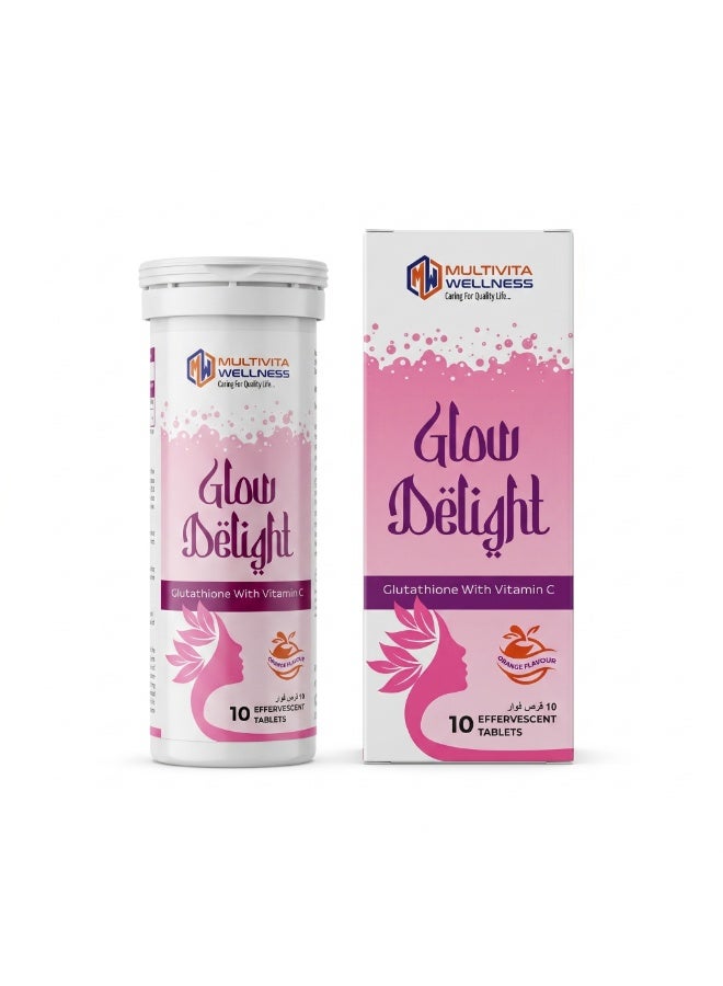 Multivita Wellness Glow Delight Effervescent Tablets | Glutathione 500mg + Vitamin C 1000mg + Hyaluronic Acid | Skin Brightening, Hydration & Anti-Aging Supplement | Orange Flavor | Multivita Wellness - Image 2