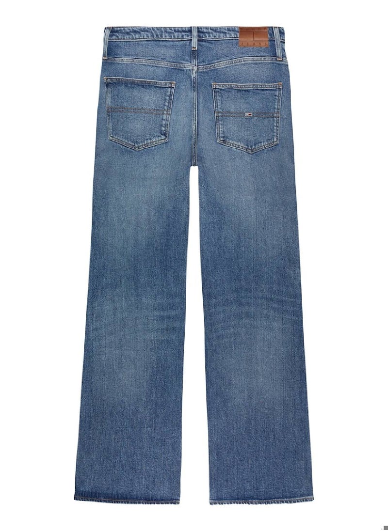 TOMMY JEANS - Women's Mia Mid Rise Relaxed Straight Jeans - Cotton, Blue - Image 1