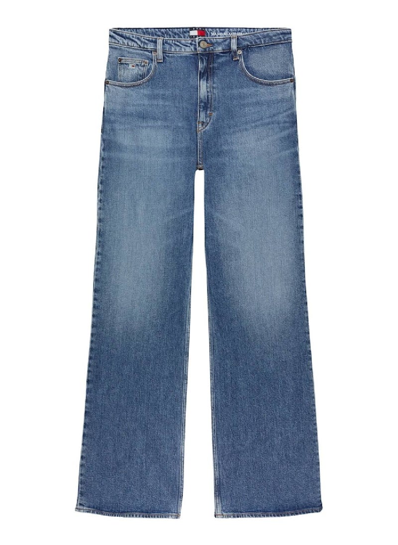 TOMMY JEANS - Women's Mia Mid Rise Relaxed Straight Jeans - Cotton, Blue - Image 1