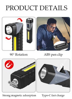 DUNISO Rechargeable LED Flashlights with Side Light Handheld Flashlight with Zoomable 5 Modes 90° Fold Super Bright Flashlights for Emergencies Camping Hiking  - Image 3