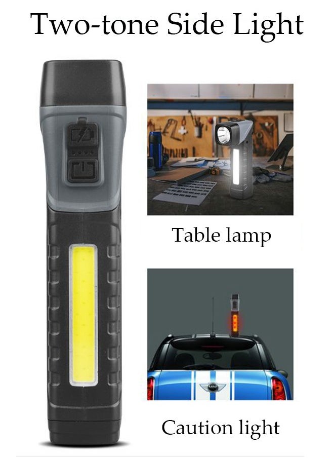 DUNISO - Rechargeable LED Flashlights with Side Light Handheld Flashlight with Zoomable 5 Modes 90° Fold Super Bright Flashlights for Emergencies Camping Hiking - Image 1