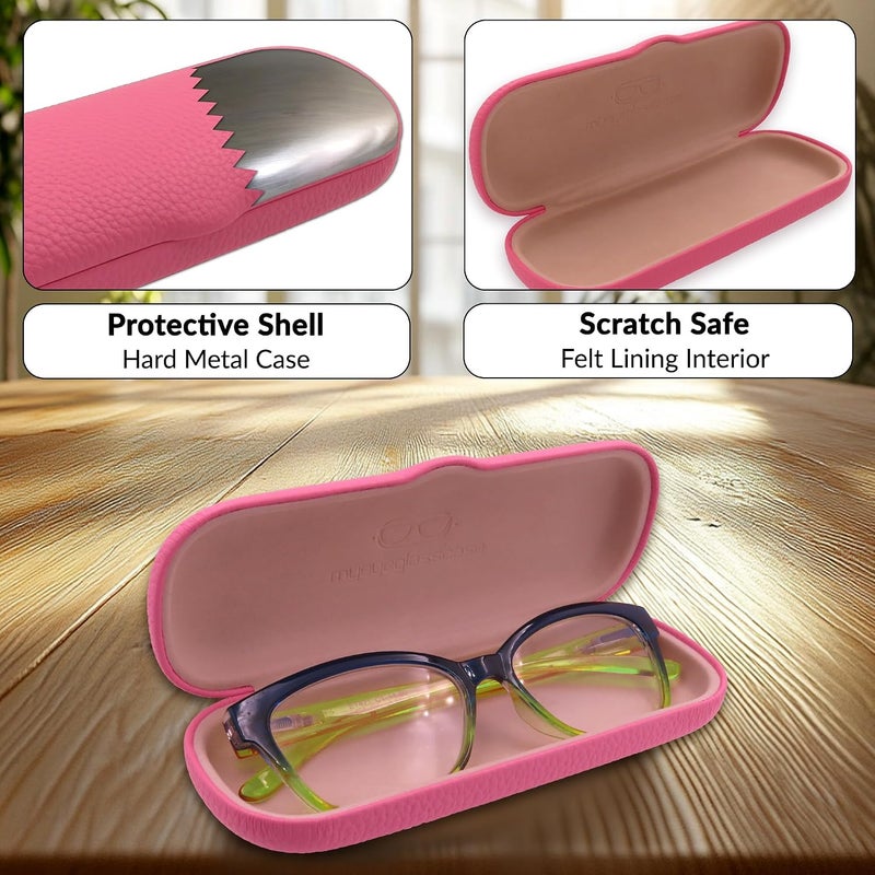 MyEyeglassCase علبة نظاراتي الرجالية الصغيرة - حافظة صلبة للنظارات مع حقيبة وقطعة قماش - حافظة ضيقة ونحيفة للقراءة - متينة - Image 3
