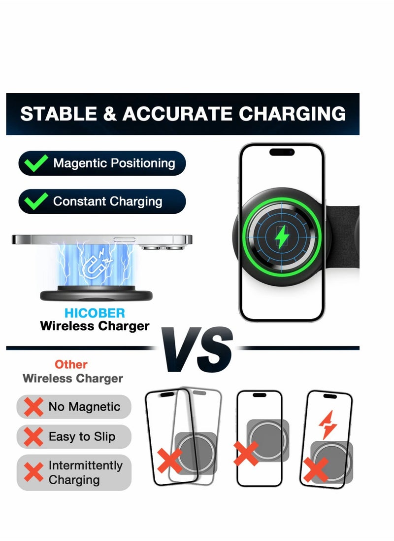 Generic - 3 in 1 Wireless Charging Station for iPhone and Apple Watch Fast Charging Dock, Magnetic Foldable Design, Compatible with AirPods, White - Image 1