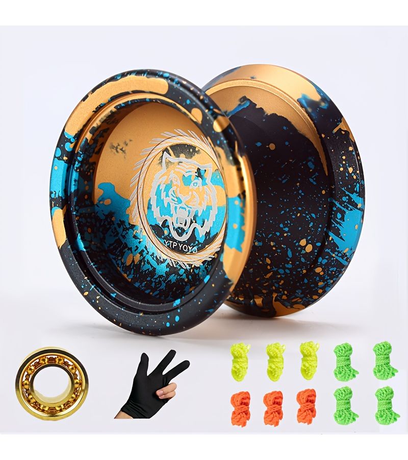 Aluminum Alloy Trick Yo Yo for Advanced Players Black Includes Gloves Bearings 10 Strings - Image 1