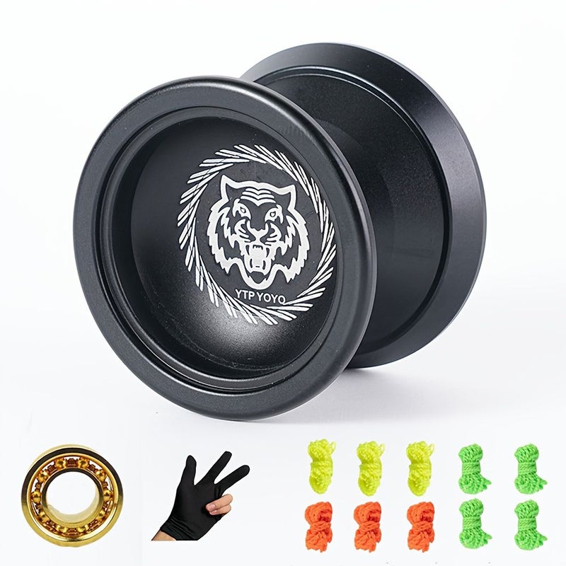 Aluminum Alloy Trick Yo Yo for Advanced Players Black Includes Gloves Bearings 10 Strings - Image 3