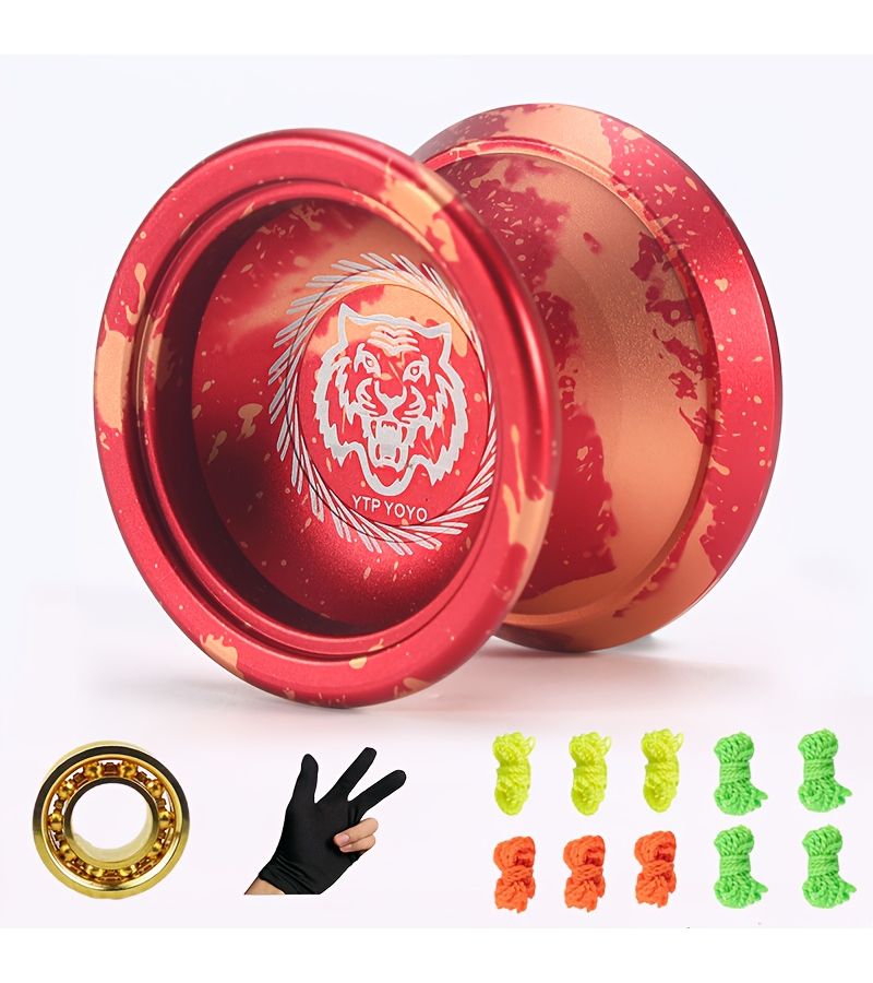 Aluminum Alloy Trick Yo Yo for Advanced Players Black Includes Gloves Bearings 10 Strings - Image 4