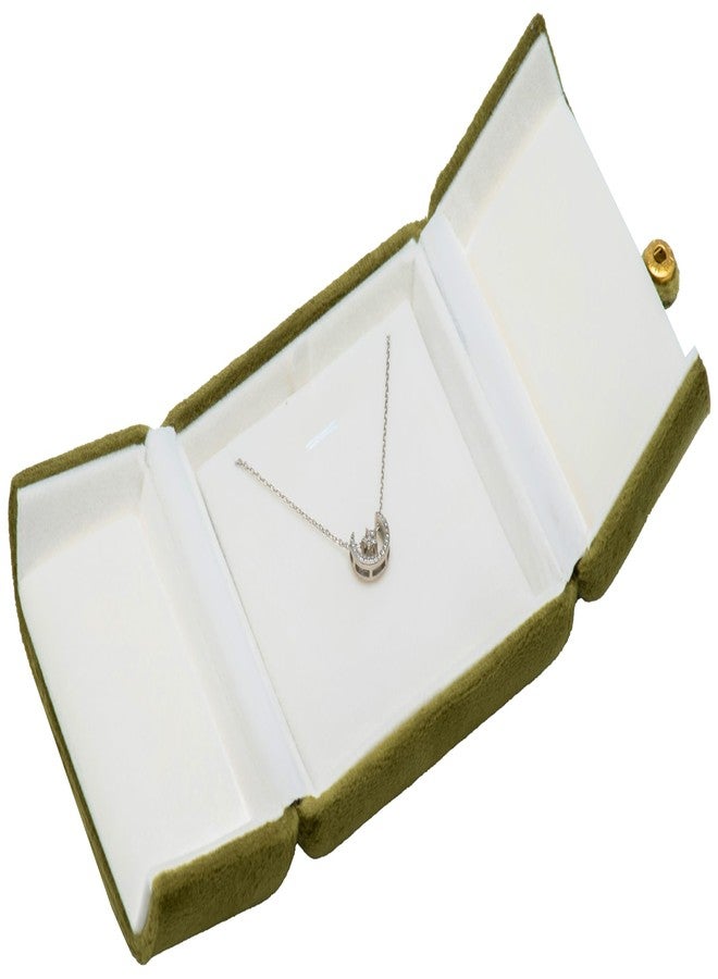 Giftop Velvet Necklace Pendant Gift Box Jewelry Display Storage Case (Olive Green) - Image 2