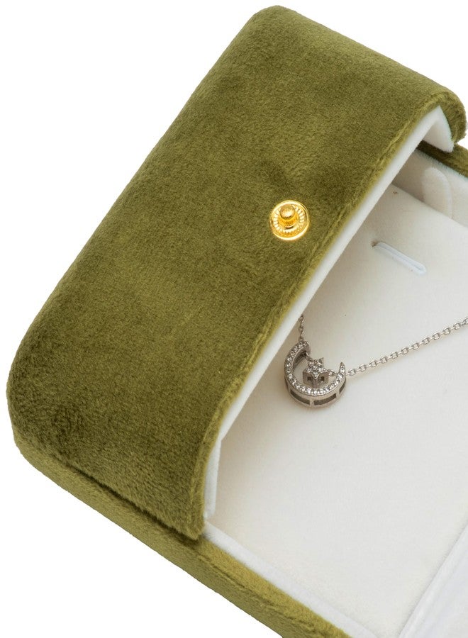Giftop Velvet Necklace Pendant Gift Box Jewelry Display Storage Case (Olive Green) - Image 3