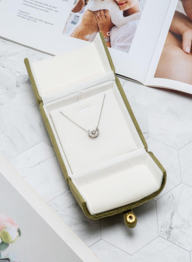 Giftop Velvet Necklace Pendant Gift Box Jewelry Display Storage Case (Olive Green) - Image 4