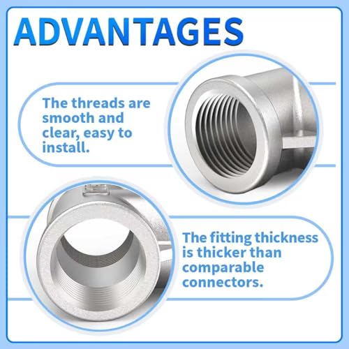 ChillWaves 304 Stainless Steel Pipe Fitting, Tee 1" x 1" x 1" NPT Female Thread Adapter(2-PACK) - Image 4