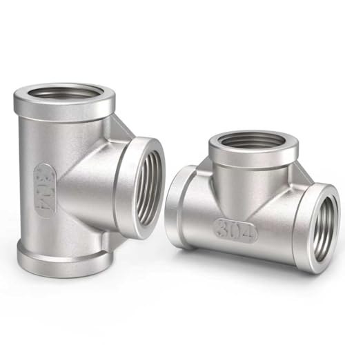 ChillWaves 304 Stainless Steel Pipe Fitting, Tee 1" x 1" x 1" NPT Female Thread Adapter(2-PACK) - Image 1
