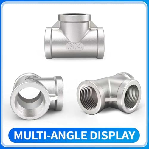 ChillWaves 304 Stainless Steel Pipe Fitting, Tee 1" x 1" x 1" NPT Female Thread Adapter(2-PACK) - Image 3