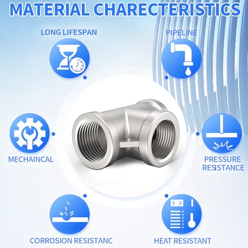 ChillWaves 304 Stainless Steel Pipe Fitting, Tee 1" x 1" x 1" NPT Female Thread Adapter(2-PACK) - Image 5
