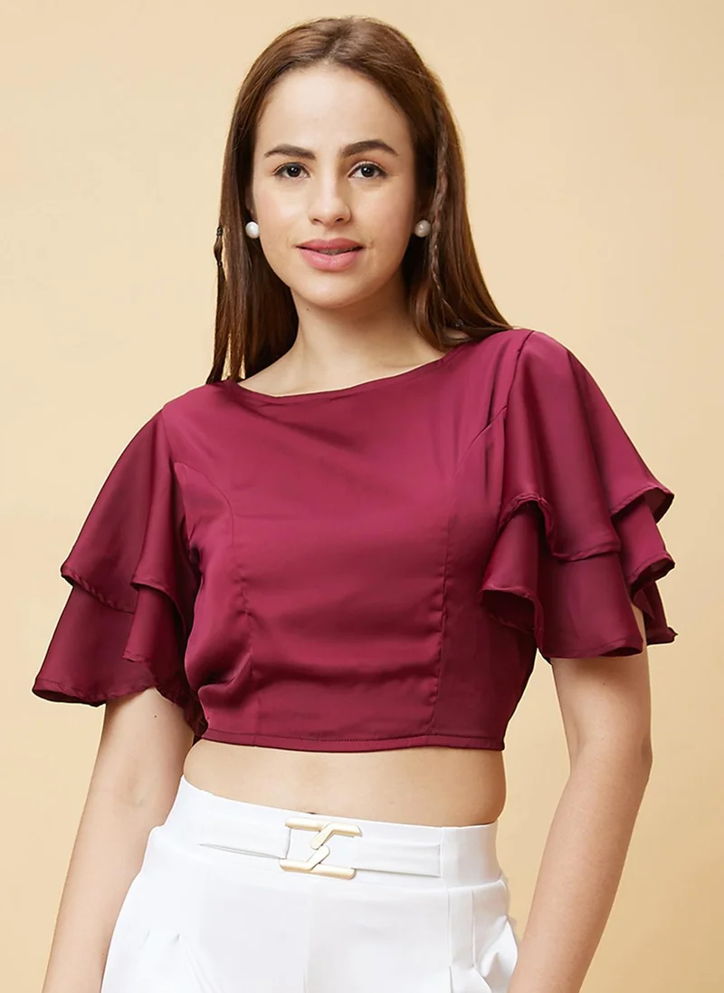 globus Globus Women Flared Sleeves Crop Top