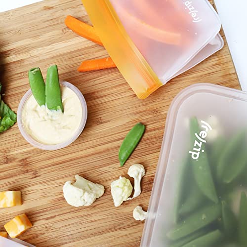 Rezip (re) zip 5-Piece Stand-Up Pack n Go Reusable Bag Kit, BPA-Free, Food Grade, Leakproof, Freezer and Dishwasher Safe, Quart (1), 2-Cup (2), Snack (2) - Multicolor - Image 2