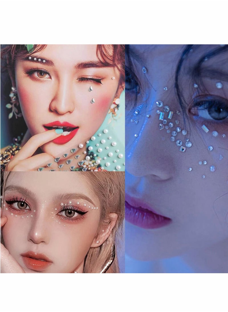 Excefore - Eye Body Face Gems Jewels Rhinestone Stickers Self Adhesive Crystal Rainbow Makeup Diamonds Face Stick Gems for Women Festival Accessory and Nail Art Decorations (7 Sheets Elegant Style) - Image 1