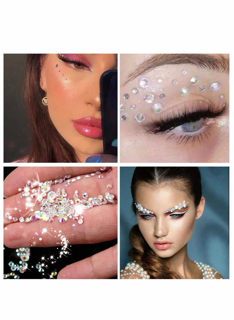 Excefore - Eye Body Face Gems Jewels Rhinestone Stickers Self Adhesive Crystal Rainbow Makeup Diamonds Face Stick Gems for Women Festival Accessory and Nail Art Decorations (7 Sheets Elegant Style) - Image 1