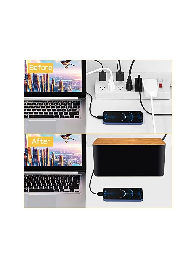 PROMASS Cable Management Box 142 Pcs Cable Management for Power Strip with 2 Cord Organizer Boxes Cord Management Wire Organizer of Cable Clips&Cable Sleeve for Home&Office (Black) - Image 4
