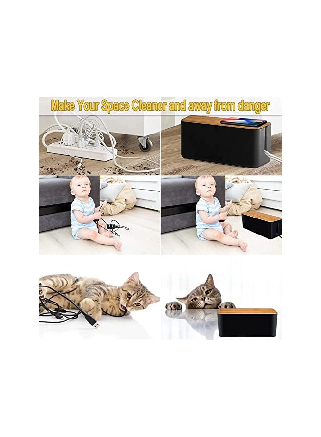 PROMASS Cable Management Box 142 Pcs Cable Management for Power Strip with 2 Cord Organizer Boxes Cord Management Wire Organizer of Cable Clips&Cable Sleeve for Home&Office (Black) - Image 2