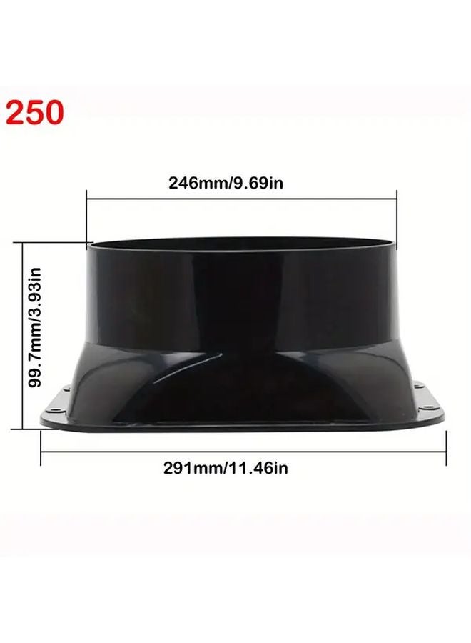 Adjustable Black ABS Plastic Wall Flange Connector For Ventilation Pipes 250mm - Image 1
