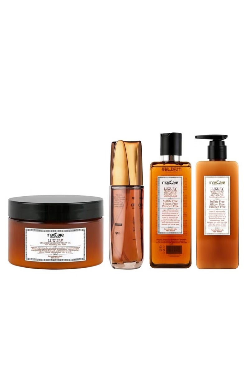 Luxury Argan Oil Hair Care Set Shampoo 300 ml +Conditioner 300 ml + Serum 60 ml+ Mask 250ml