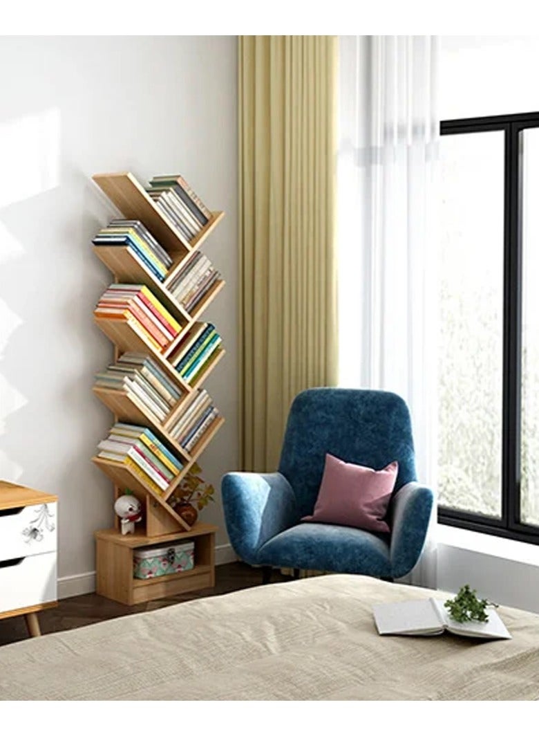 DubaiGallery 8-Shelf Tree Bookshelf, Wood Bookshelves Storage Rack,Thickened Compact Bookcase, for Books,Magazines,CDs and Photo Album Holds, Walnut Color - Image 3
