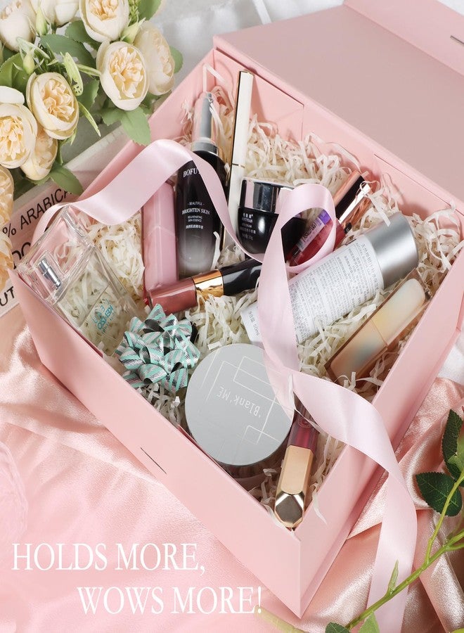 LFBOX Pink Gift Box with Ribbon Magnetic Lids 10.2x9x3.74 in, Bridesmaid Groomsman Proposal Boxes, Wedding Graduation Storage Box 2 Pack - Image 5