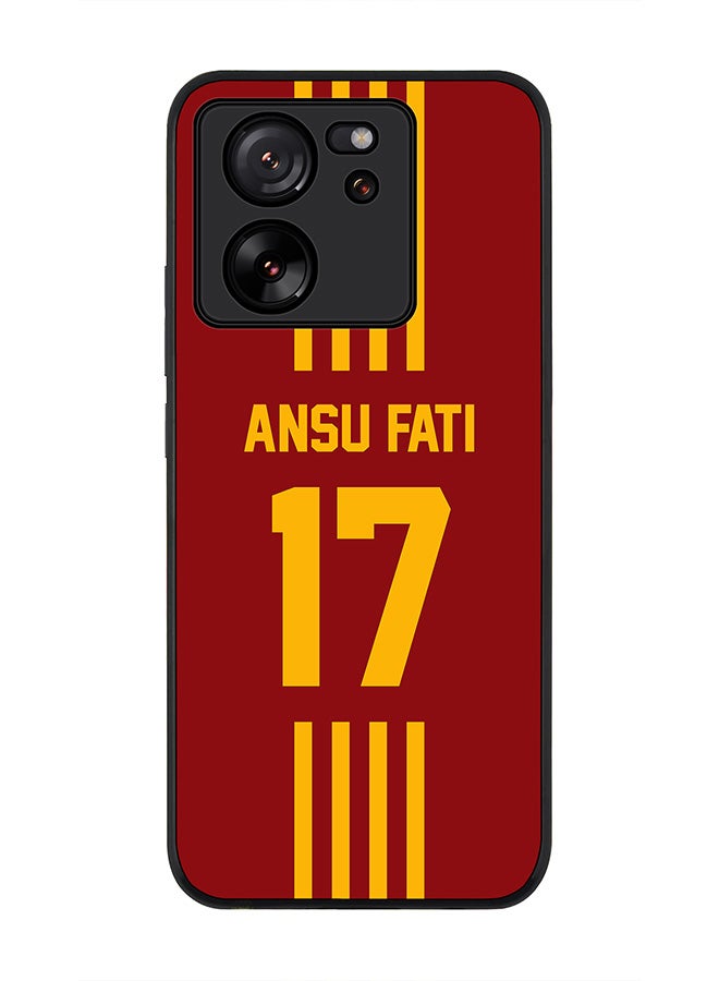 Stylizedd Rugged Black Edge case for Xiaomi 13T / Xiaomi 13T Pro,Slim fit Flexible Cover - Football Team - Spain , Player Name - Ansu Fati - Image 1